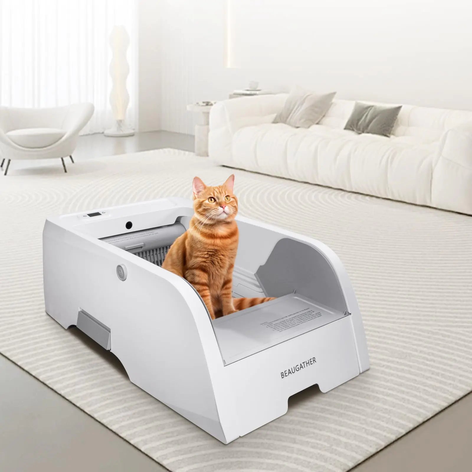 BEAUGATHER Self Cleaning Litter Box Upgraded Automatic Cat Litter Box Self Cleaning That Can Use Clumping Cat Litter Smart Cat Litter Box Anti Pinch and Odorless Electric Litter Box