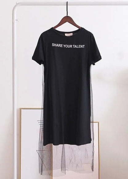 Chic Mesh-Overlay Knit Dress