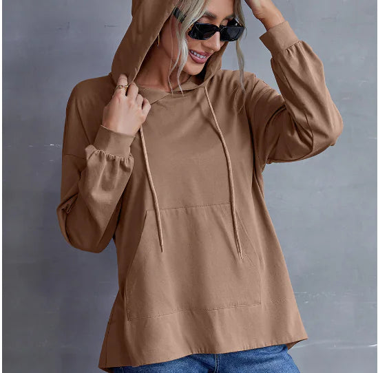 Plus Size Casual Hooded Sweatshirt with Pockets