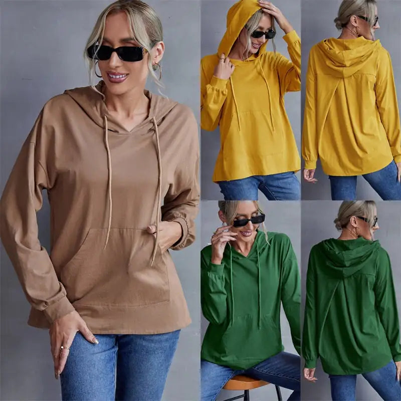 Plus Size Casual Hooded Sweatshirt with Pockets