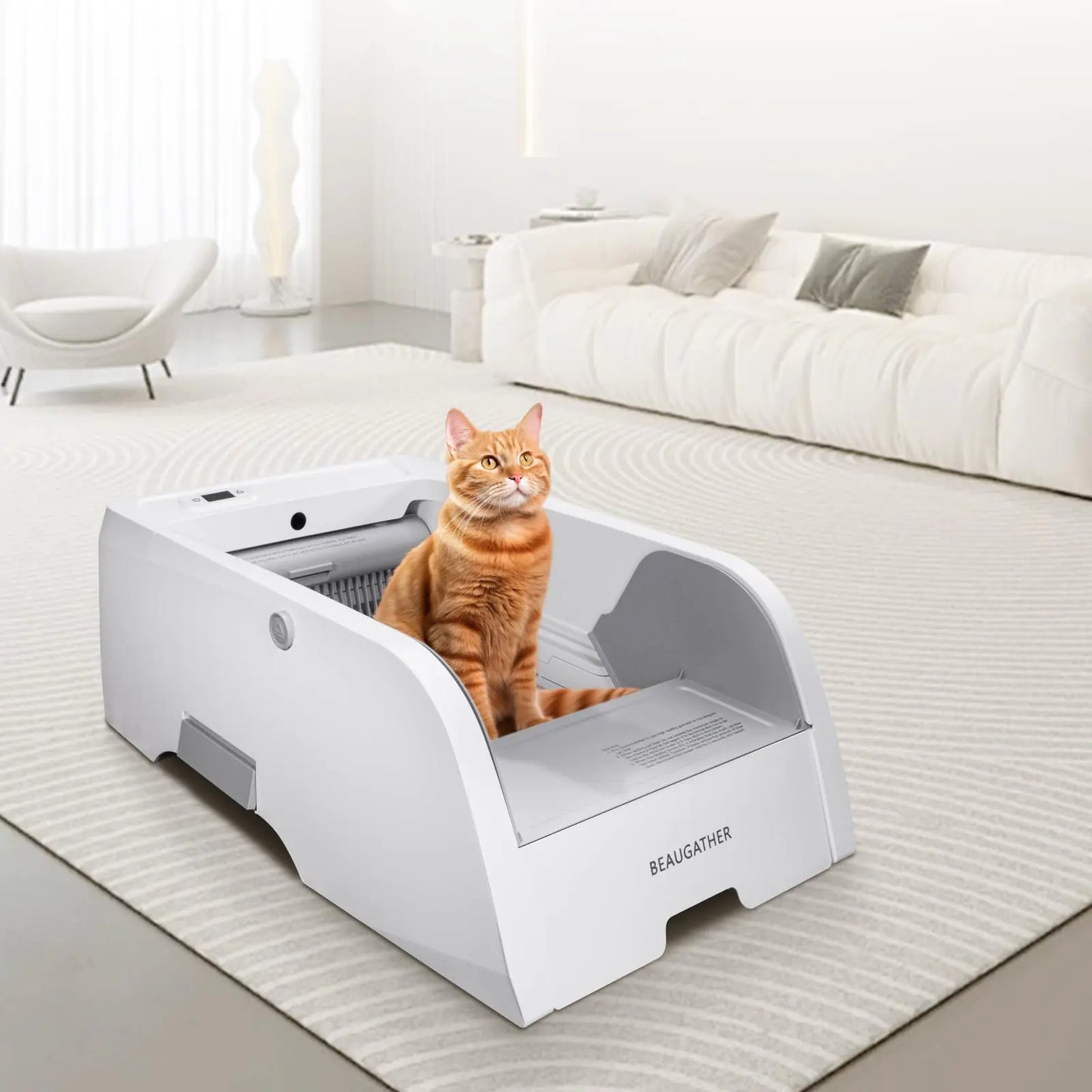 BEAUGATHER Self Cleaning Litter Box Upgraded Automatic Cat Litter Box Self Cleaning That Can Use Clumping Cat Litter Smart Cat Litter Box Anti Pinch and Odorless Electric Litter Box