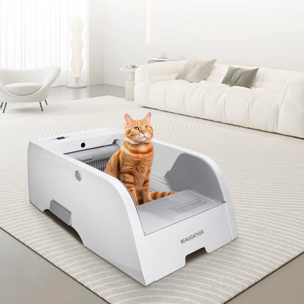 BEAUGATHER Self Cleaning Litter Box Upgraded Automatic Cat Litter Box Self Cleaning That Can Use Clumping Cat Litter Smart Cat Litter Box Anti Pinch and Odorless Electric Litter Box